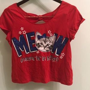 A cute kitten 4th of July crop top